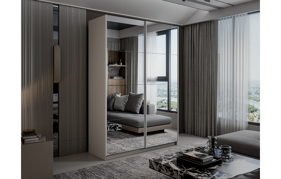 Шкафы-купе - изображение №3 "Шкаф-купе Lux зеркальные фасады / Кашемир"  на www.Angstrem-mebel.ru